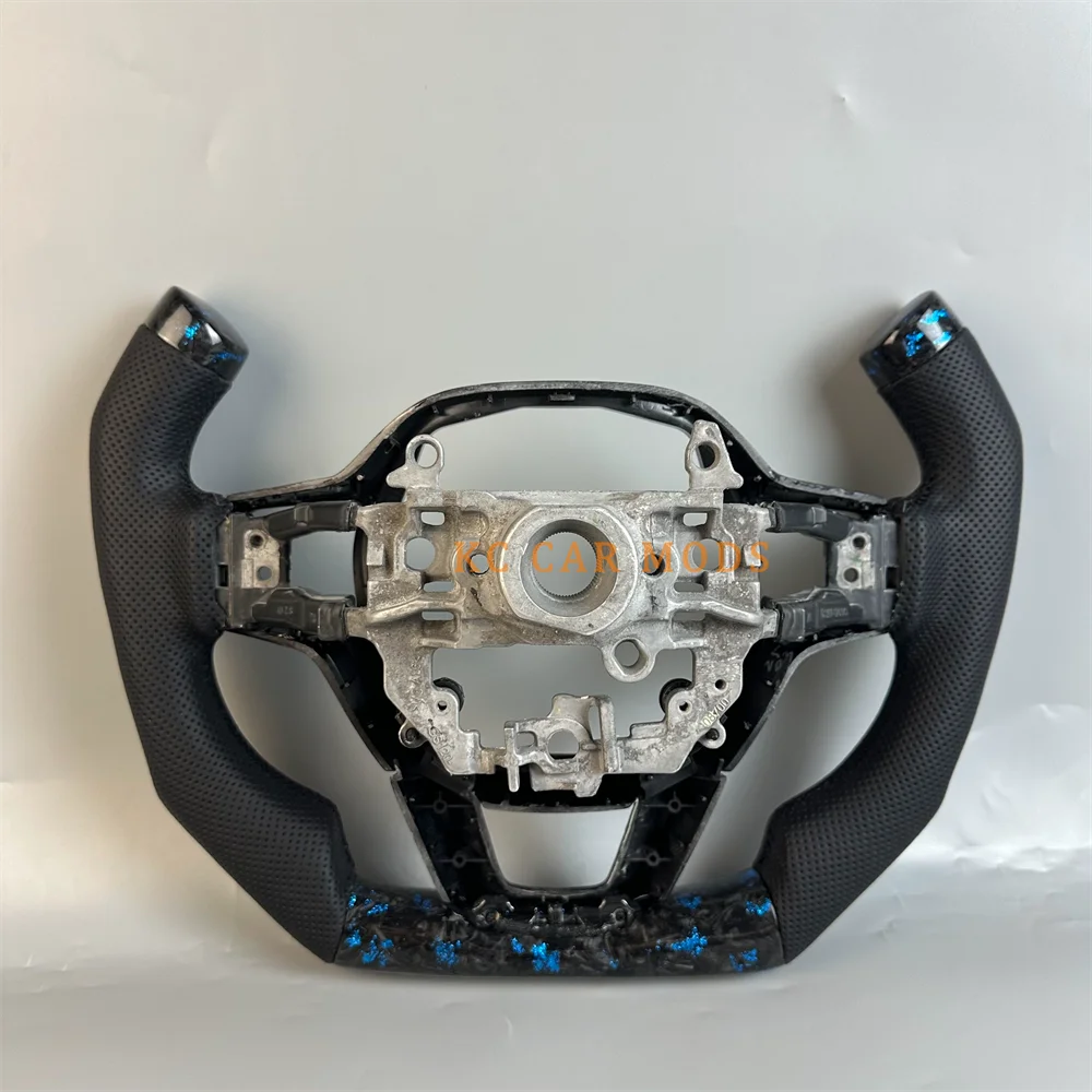 ل 2022 2023 2024 2025 هوندا سيفيك مخصص أسود مزورة ألياف الكربون عجلة القيادة الجلدية المثقبة