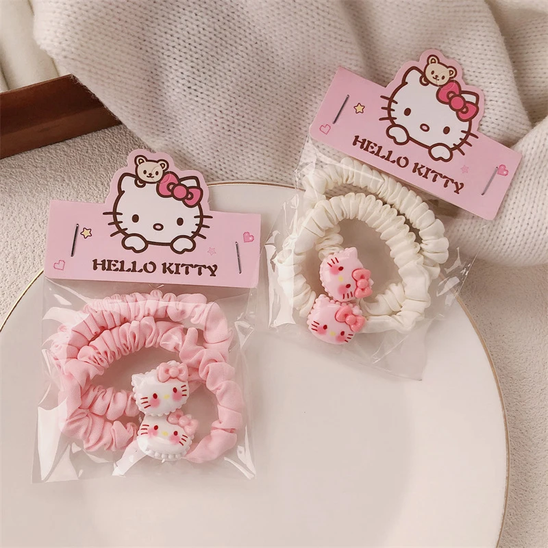 Sanrio-Pinza para el pelo de Hello Kitty para mujer y niña, accesorio para el pelo con dibujos Kawaii, 2 piezas, BB