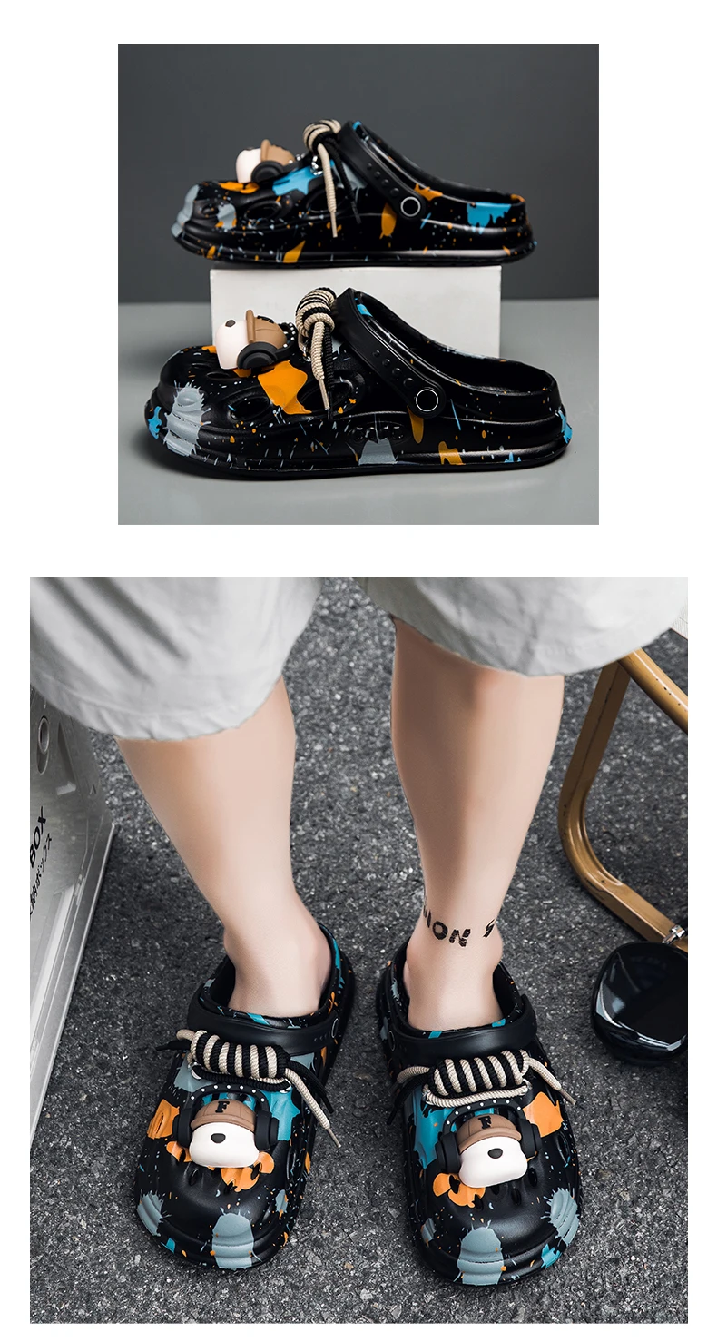 Modische und einzigartige Herren-Clogs mit DIY-Accessoires, geeignet für den Innen- und Außenbereich, Garten und Strand. – Detail 12