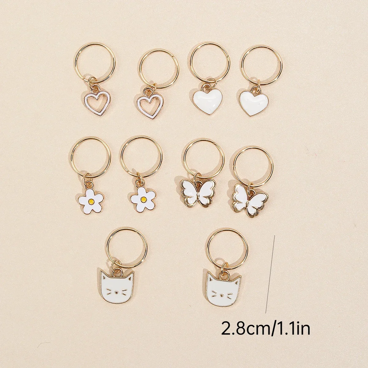 ncmama 5/16/20Pcs Kawaii Cat Butterfly Hair Ring For Women Girl Cute Pearls Love Heart Jewelry Hair Braids Hairpin Lady Headwear