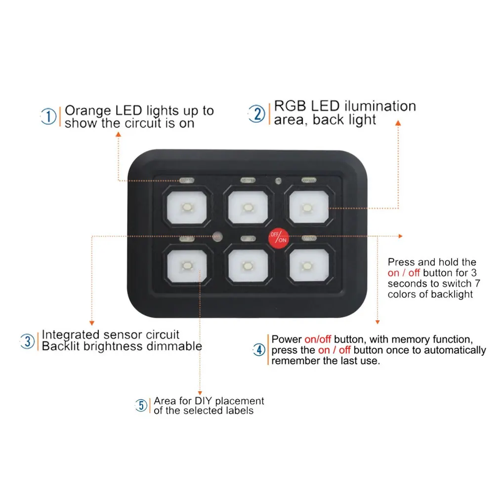 12V-24V LED 6 Gang Switch Panel Electronic Relay System Relay System Durable