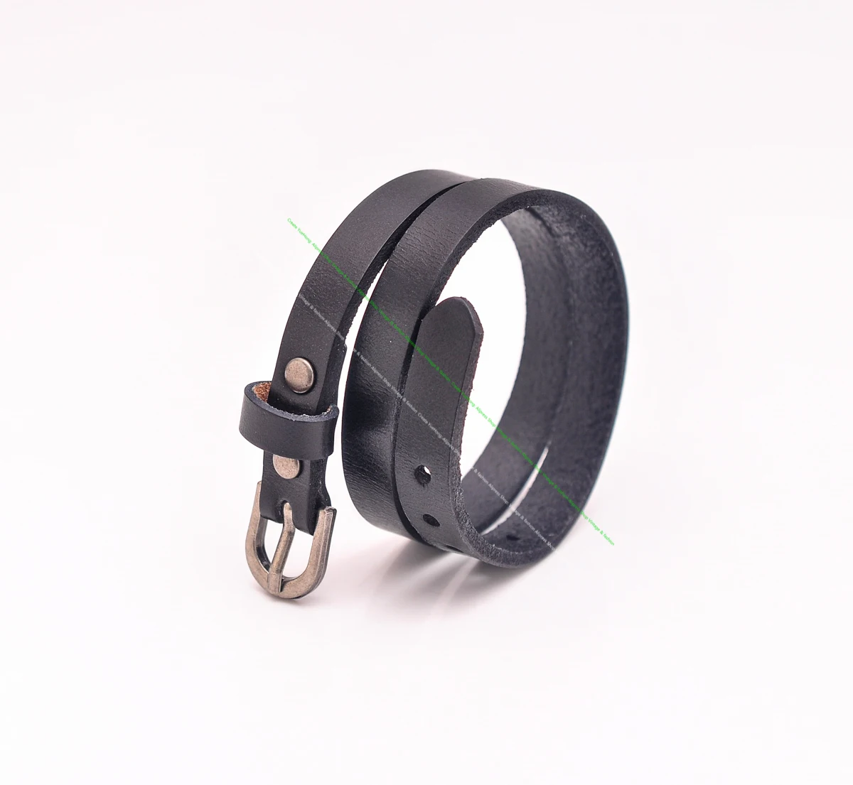 G558 Black Surfer Classic Men 2 Wrap Cowhide Genuine Leather Bracelet Cuff Wristband Pin Buckle  Closure