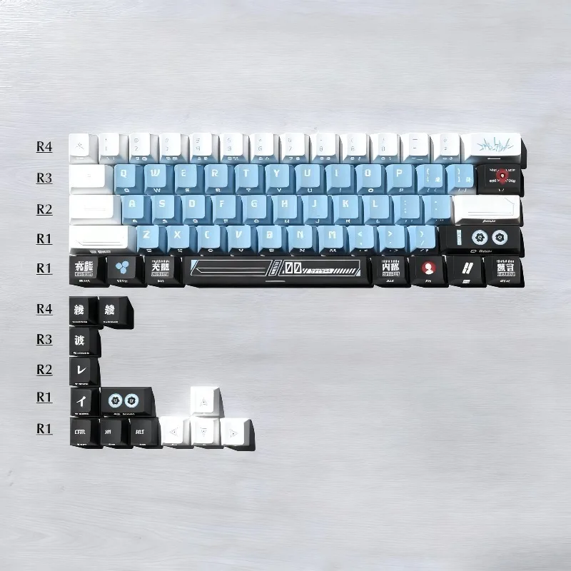 

Набор полупрозрачных тематических колпачков с боковой гравировкой — изготовленная на заказ 5-сторонняя сублимация, вишневый профиль, для аксессуаров для клавиатуры с раскладкой 60/68