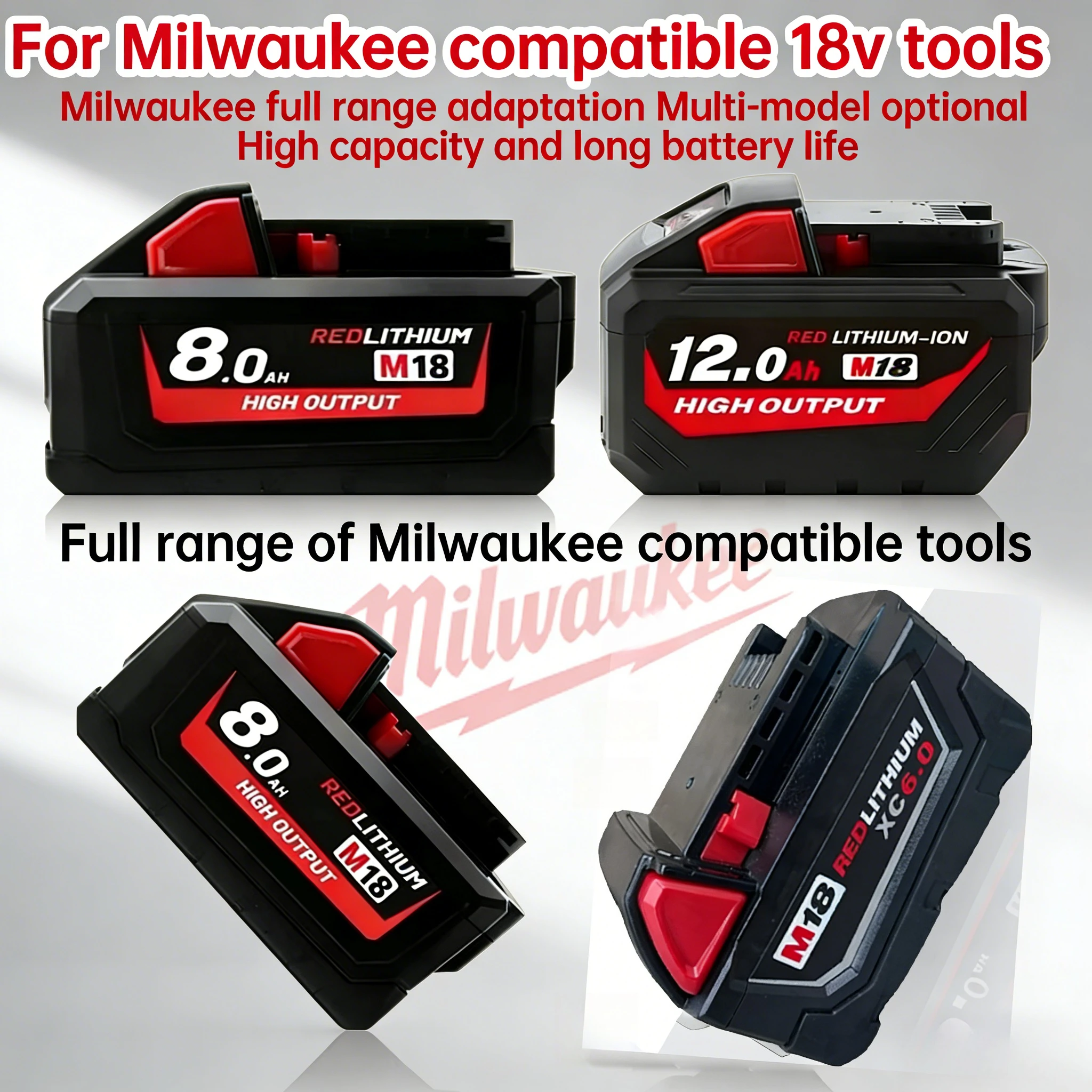 

M18 Rechargeable Battery 5.0Ah 6.0Ah 8.0Ah For Milwaukee 18V REDLITHIUM Ion 48-11-1860 48-11-1852 48-11-1840 Battery Tools