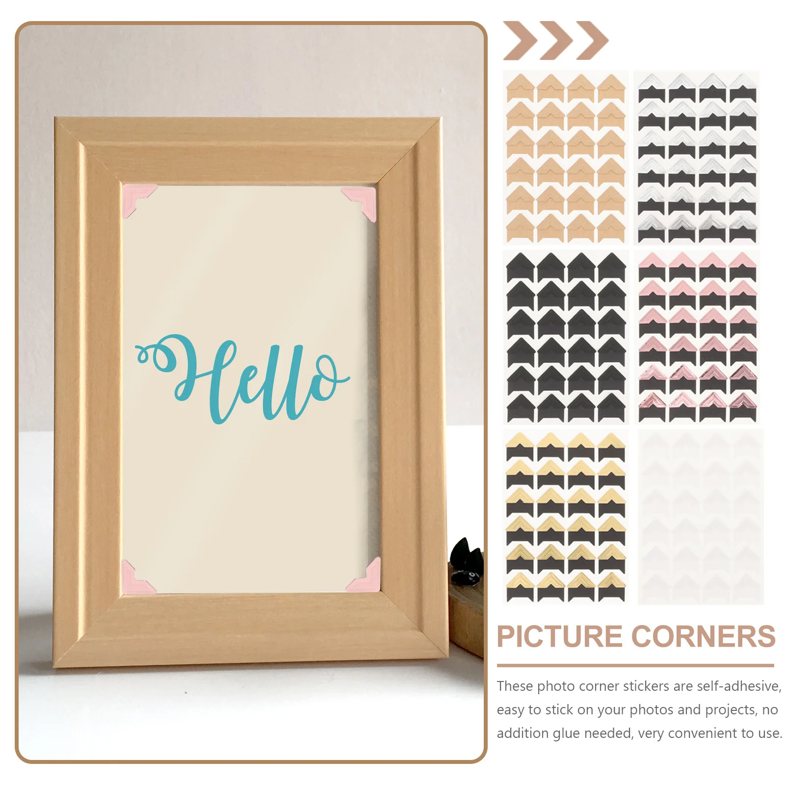 

12 Sheets Retro Multicolor Photo Corner Stickers Self Adhesive Photo Album Protectors for Scrapbooking Projects