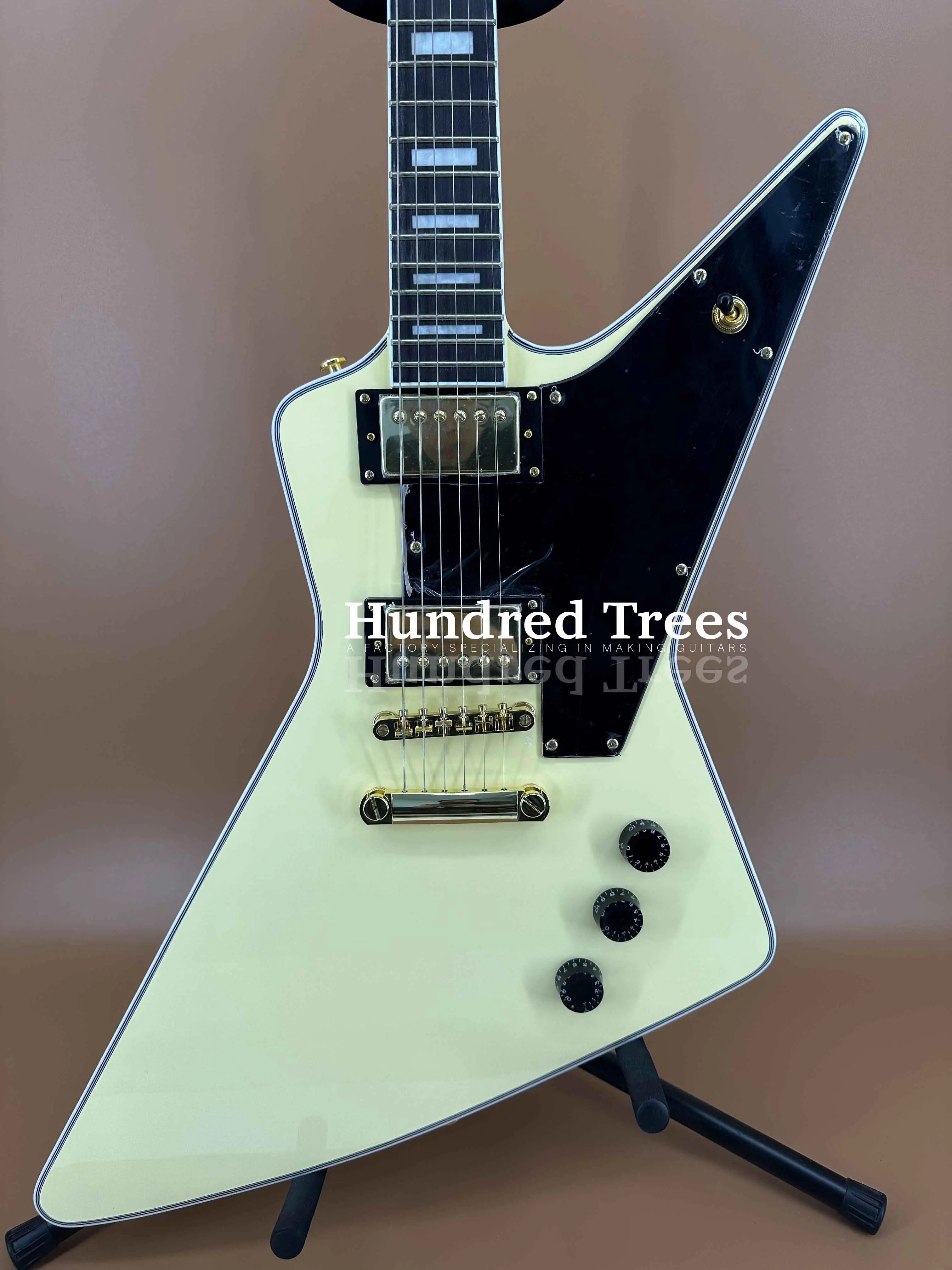 Custom Explore Cream Yellow Electric Guitar 2H Pickup Mahogany Solid Body Free shipping