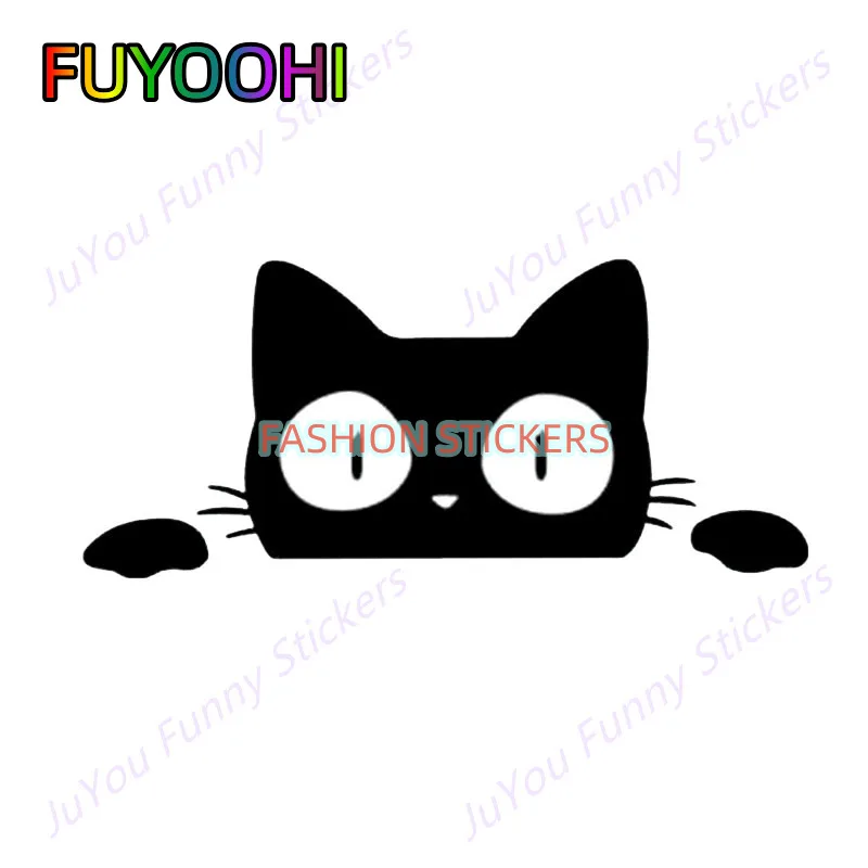 FUYOOHI Funny Stickers Personality Surprise Cat Peeking Car Sticker Express Your Personality with Creative Car Decals