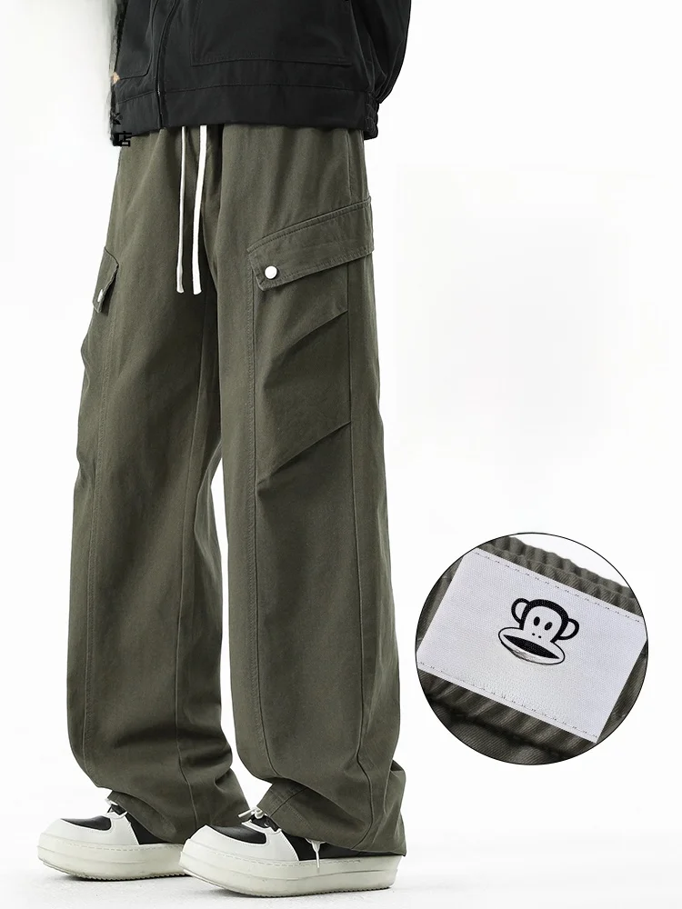 

PaulFrank American Sle Pure Cotton Straight Leg Workwear Trousers Casual Loose Fit Autumn Trendy Vintage Leisure Pants