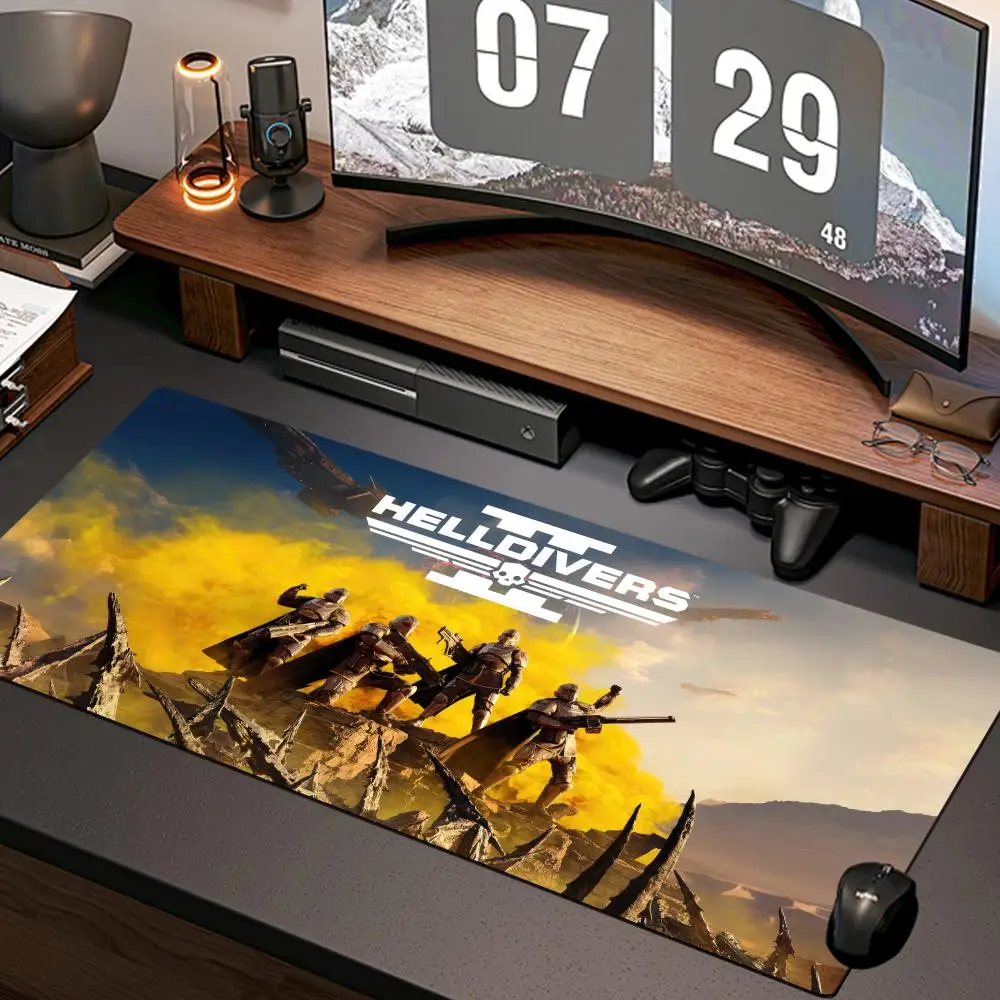 Mouse Pad H_helldivers Large rubber mouse pad with lock edge computer gamer HD printing desk pad keyboard pad