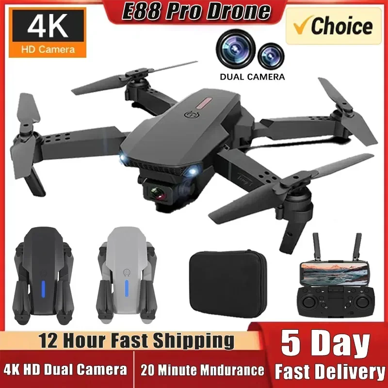 RC E88Pro Drone 4K fotografia aerea UAV con 1080P grandangolare HD doppia fotocamera pieghevole elicottero WIFI FPV giocattolo regali per bambini