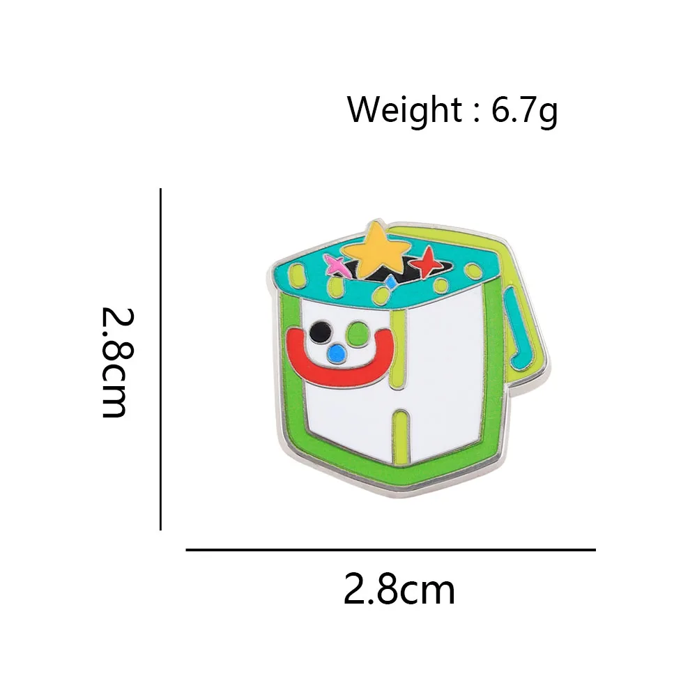 Lustige Jack-in-the-Box Emaille-Pins Retro Zirkus-Clown Überraschungsbox Broschen Niedliche Bunte Stern-Abzeichen Cartoon Rucksack Anstecknadel J – Detail 2