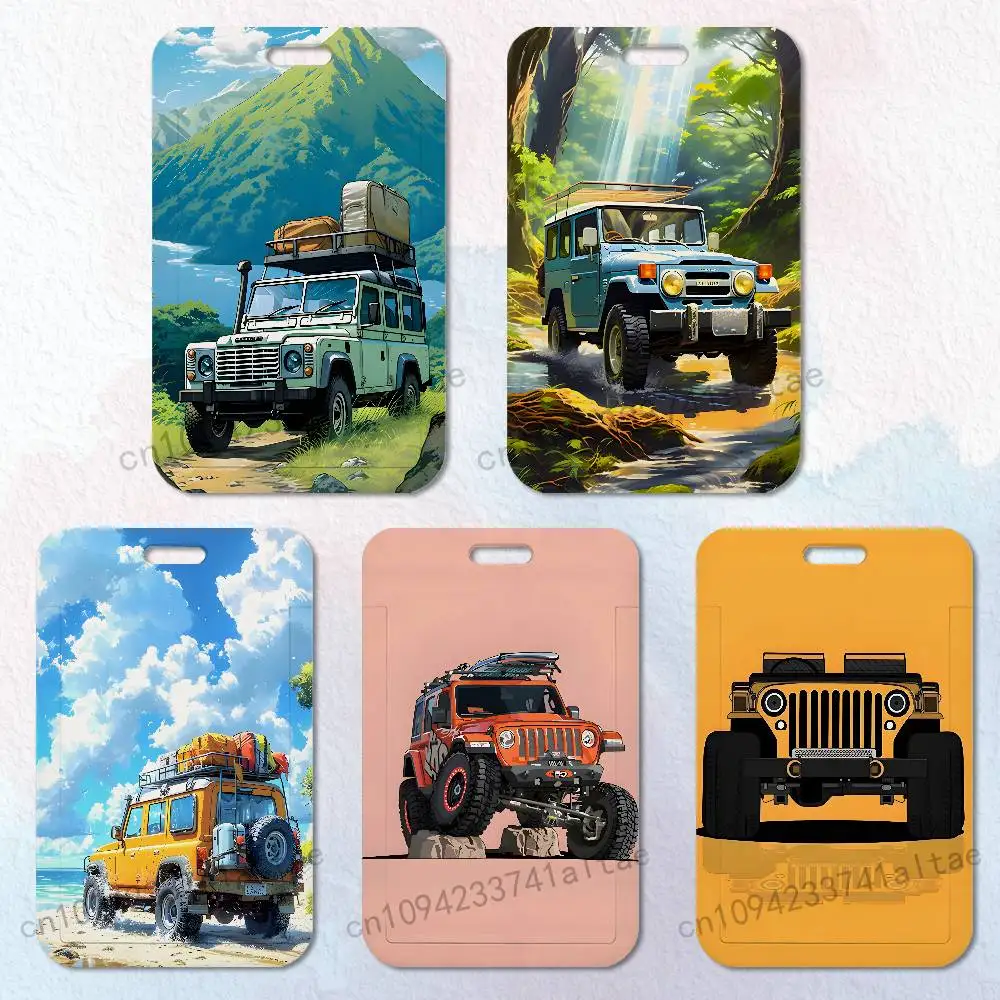 

J-Jeep off-road SUV Badge Holder Pass Bus Work Card Cover Chest Pocket Students Card Holder Small Gift