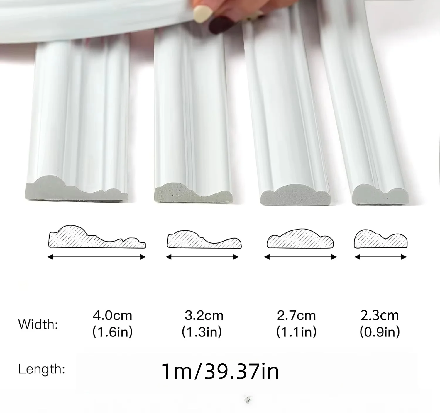 Self-Adhesive Wall Trim Molding，Peel and Stick Flexible Wall Decor Strips，Self-Adhesive PVC Decorative Strips