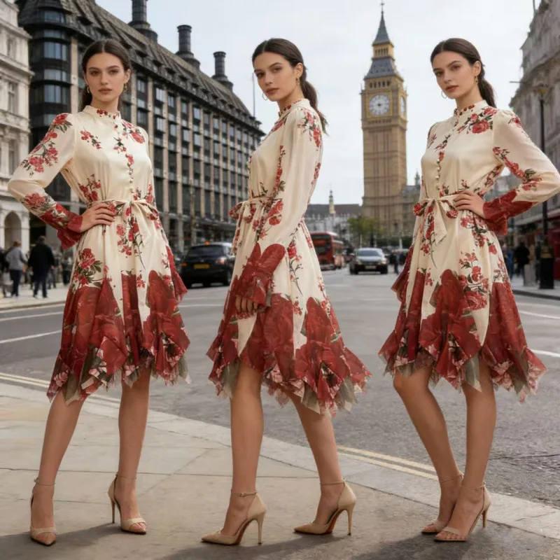 Ele ort imprimé Dr avec bouton détail t-shirt couleurs disponibles rue Sle taille haute Velboa tissu décontracté printemps Dr