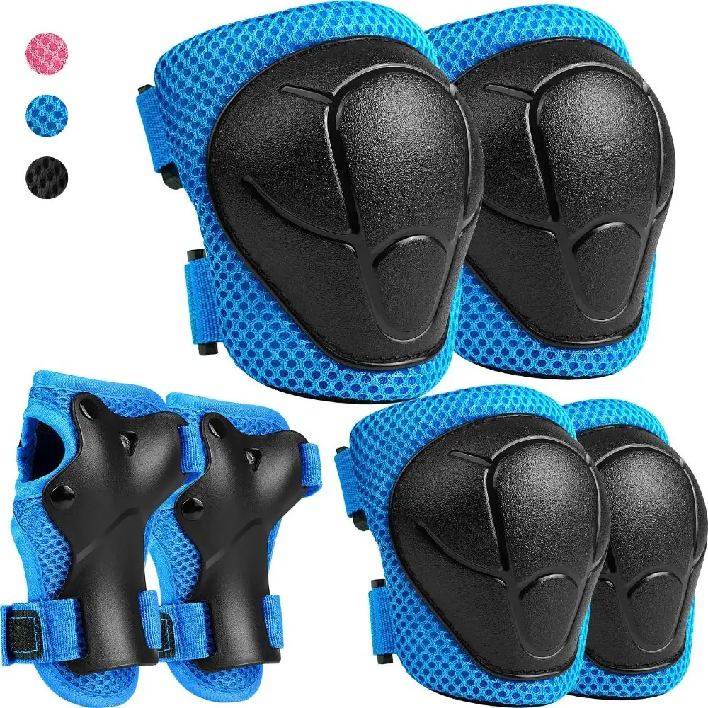 

6pcs/Set for 3-14 Years Children Protective Gear Set Enhanced Material Adjustable Strap Skating Knee Pads Wrist Guards