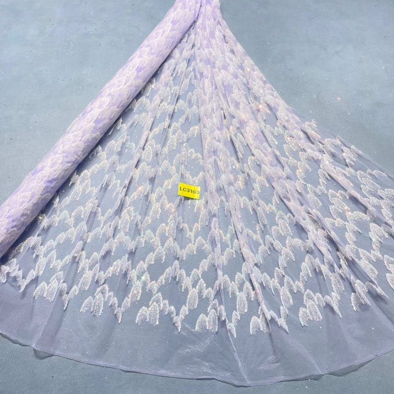10 Yards Lilac Patterned Wedding Dress Fabric with Mesh Spray Lace 150cm Wedding Party Spray gold Tull fabric