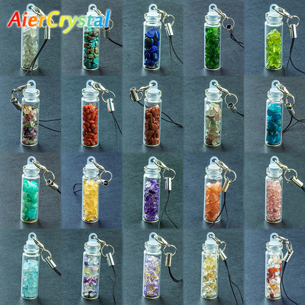 23 color Natural Crystal Bottle Wishing Gemstone Gravel Quartz Stone Mineral in Glass Wishing Bottle Stone Healing Home Decor