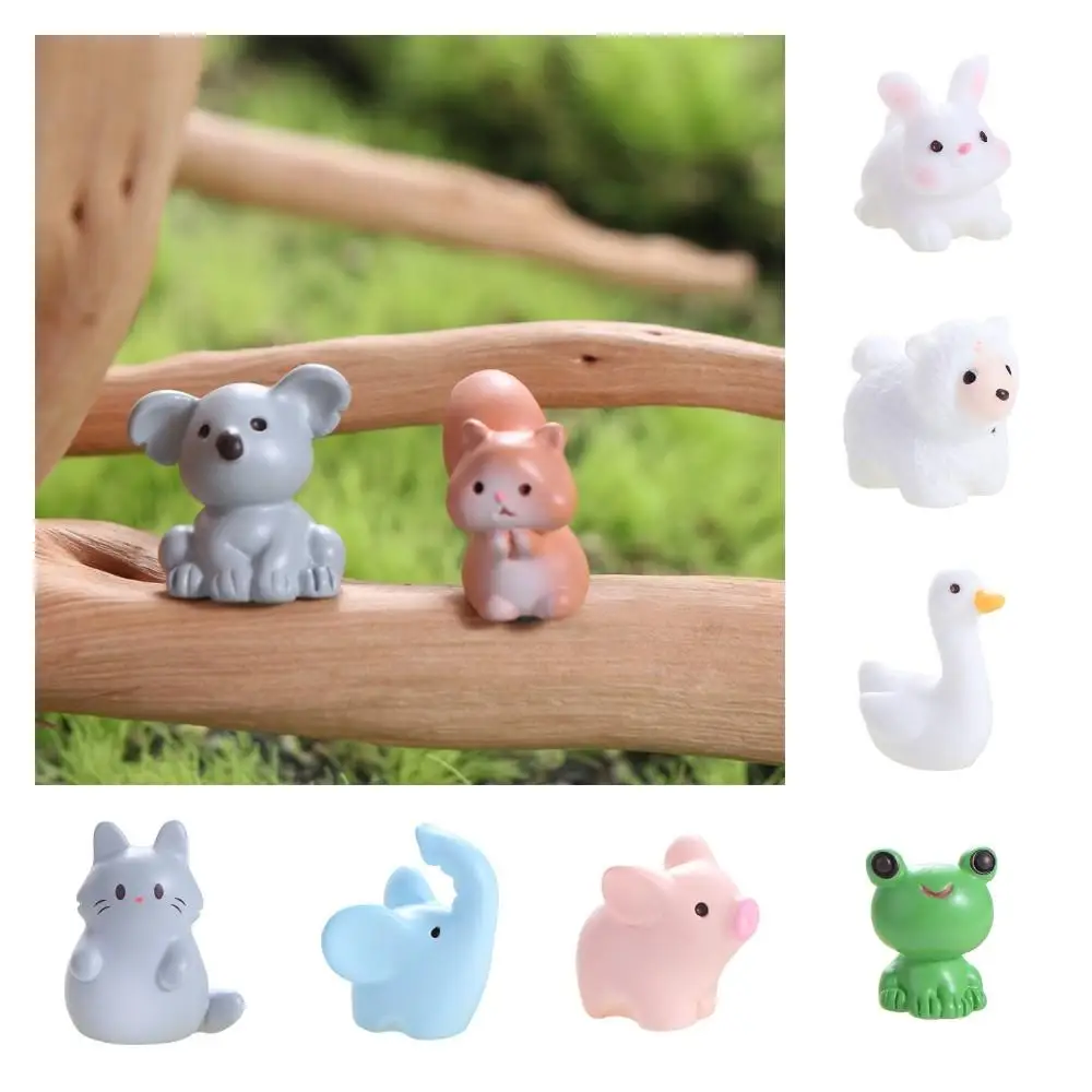 Animal Figurines Miniatures Cute Cat Duck Sheep Animals Micro Landscape Ornament For Home Room Desk Decorations Accessories Gift