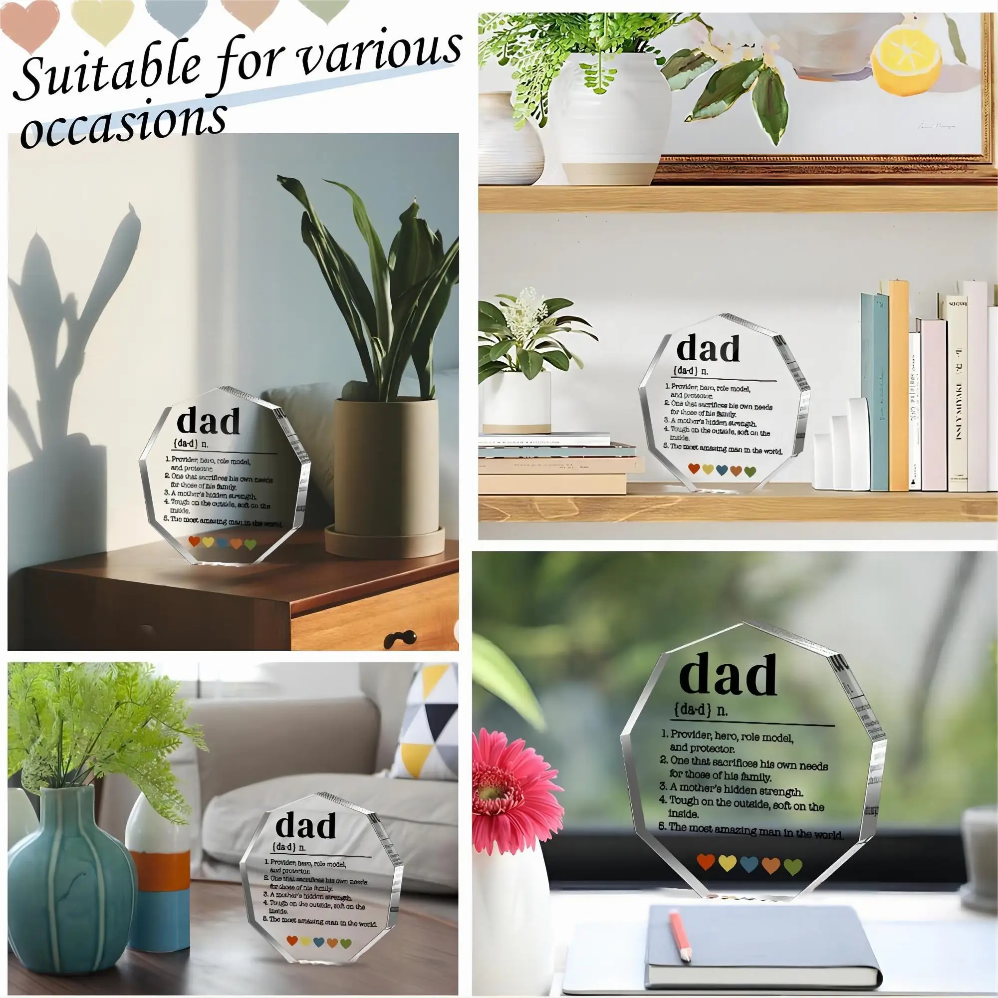 Dad Gifts from Daughter Son Wife Best Dad Ever Gifts Fathers Day Birthday Christmas Gifts , Acrylic Decorative Signs Plaques 