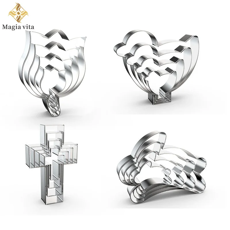 DIY 4Pcs/Set Easter Stainless Steel Chicken Bunny Cookie Cutter Mould Biscuit Mold Fondant Cake Decorating Pastry Baking Tools
