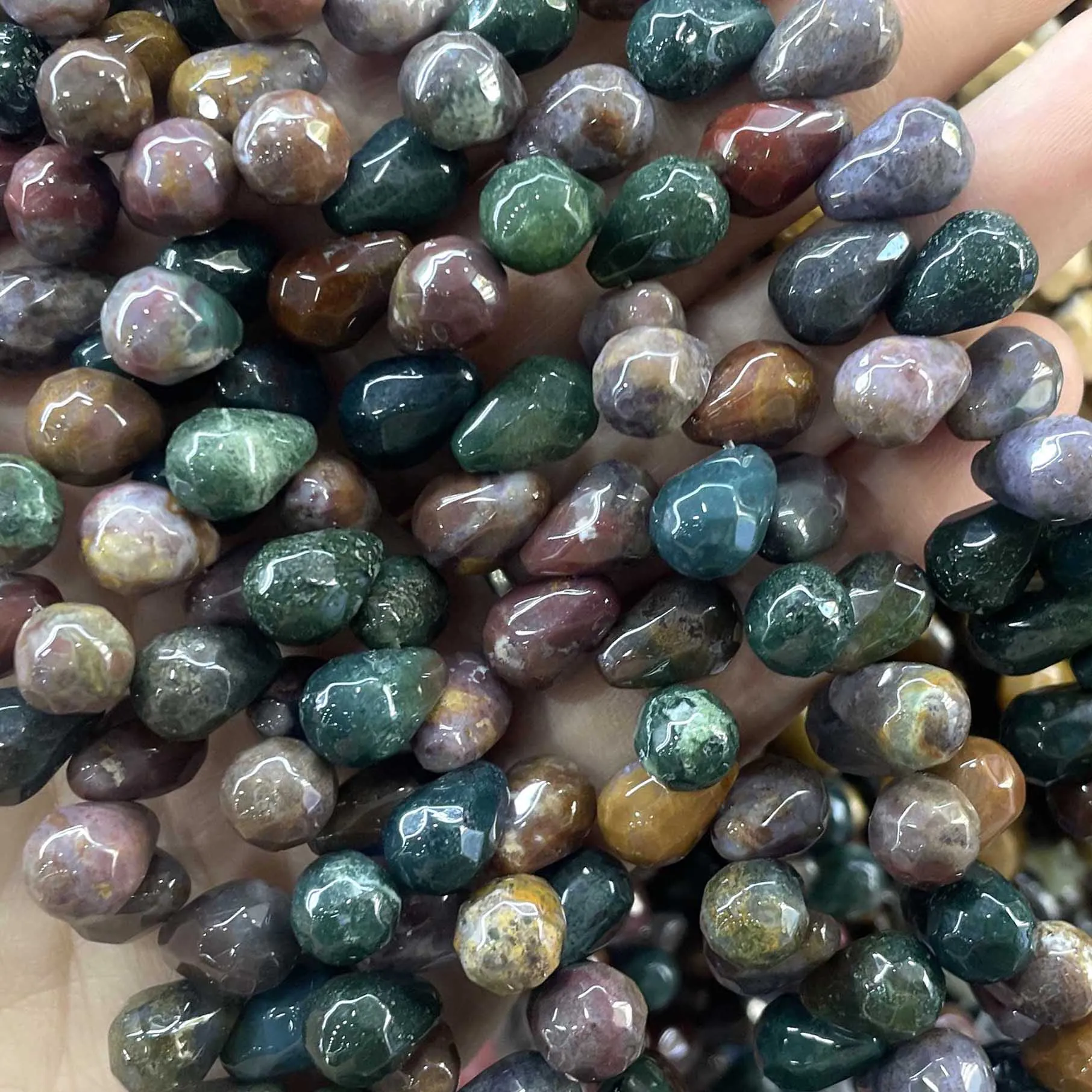Naturstein facettierte Wassertropfen-Perlen aus Labradorit, Achat und Türkis für die Schmuckherstellung, DIY-Armband und Halskette – Detail 25