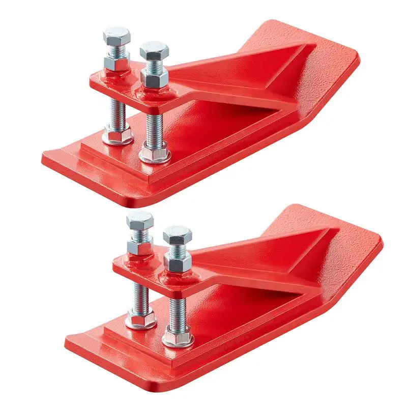 Protection de godet de tracteur, 2 pièces, protection de bord de godet en acier, dispositif antidérapant avec double écrous et boulons hexagonaux, pour la neige, le déneigement et la distribution de gravier (rouge)