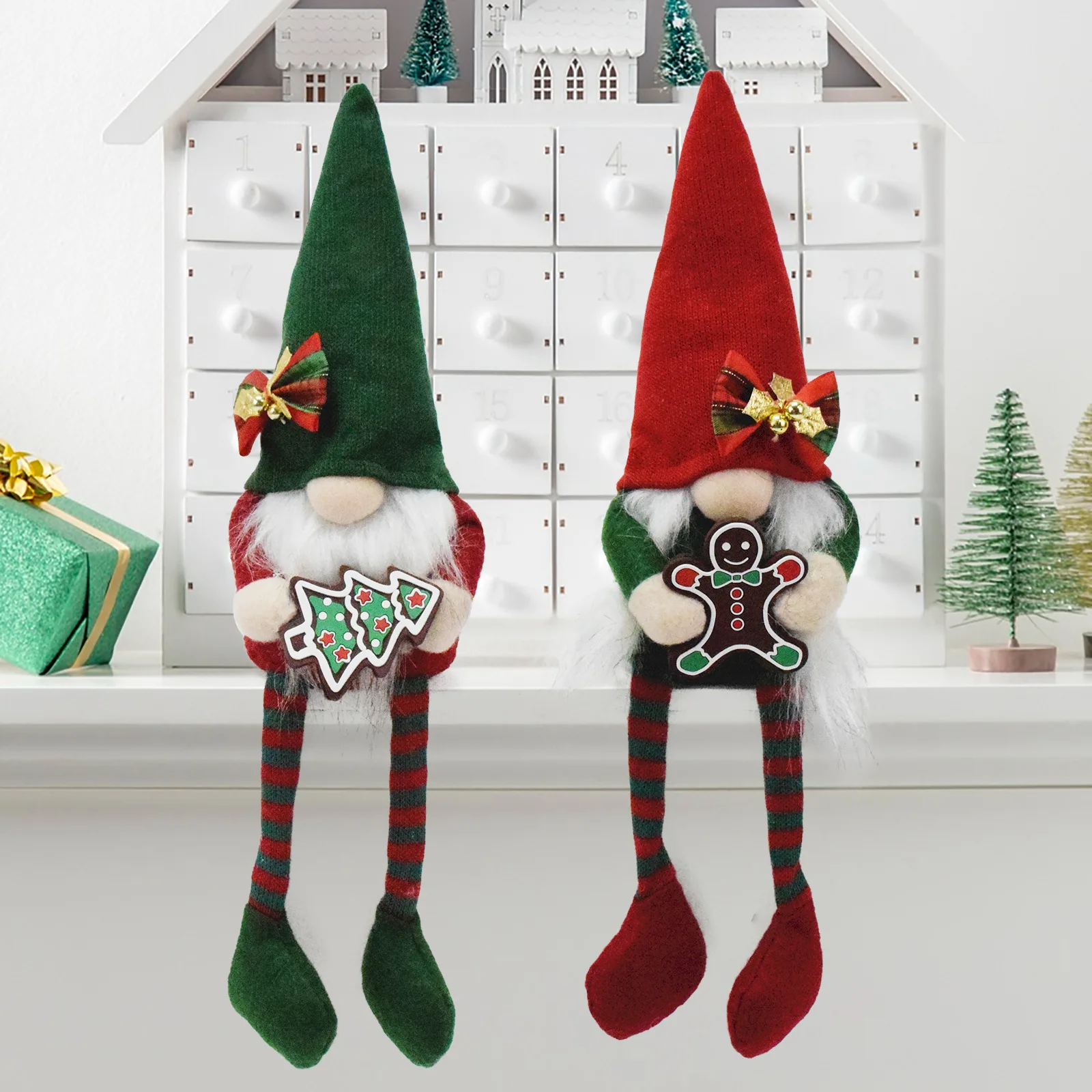 جديد 37 سنتيمتر عيد الميلاد البسكويت الأقزام دمى طويلة الساق مجهولي الهوية ، شجرة عيد الميلاد الديكور المعلقات ، عيد الميلاد الجدول زينة هدية #4