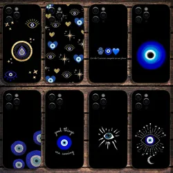 Lucky Blue Evil Eye Phone Case For Apple iPhone 15,14,13,12,11,Pro,X,XS,Max,XR,Plus,Mini Soft Black Cover