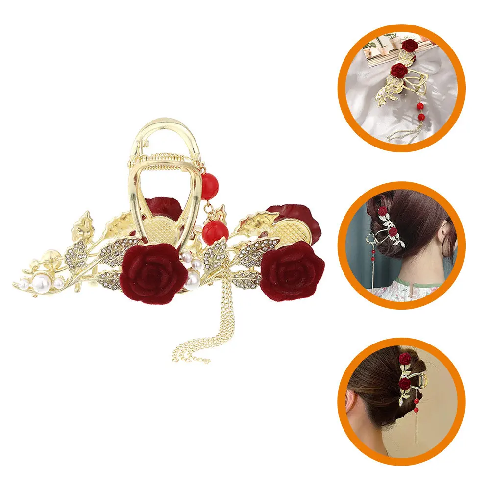 

Женская заколка-краб для волос с жемчугом и кисточками, большая, для густых и тонких волос, для церемоний и дней рождения