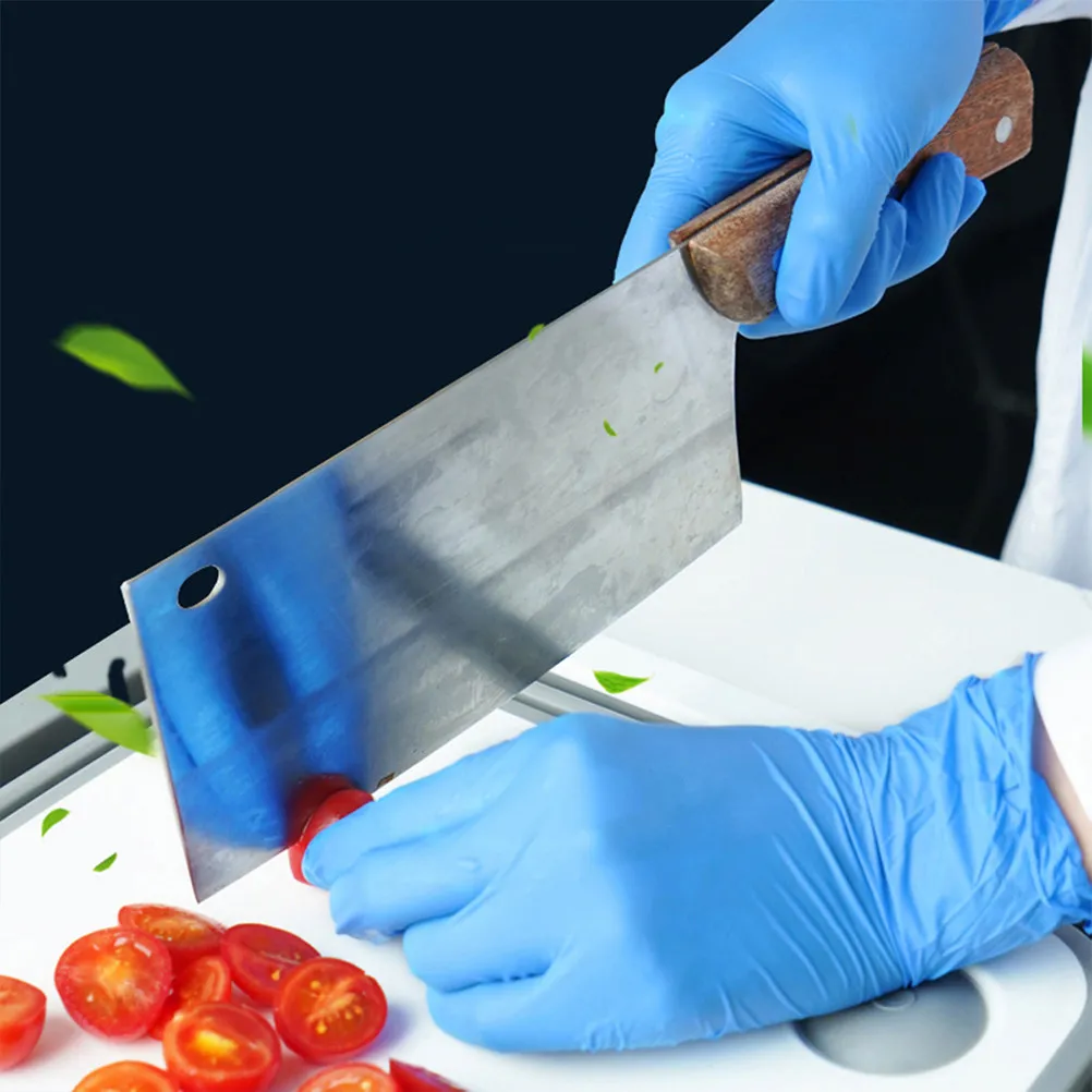 50Pcs Disposable Blue Nitrile Gloves Waterproof Oil Resistant Multipurpose Tattoo Cleaning Washing Gloves L