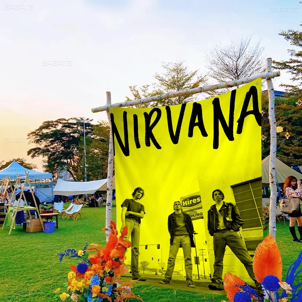 Band Hot N-Nirvana Banner Art Printing bandiera da parete giapponese Anime Wall Hanging Home Decor