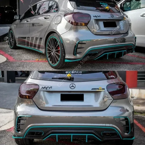 Imagen 2 del producto Para Mercedes W176 parachoques trasero parpadea una clase A180 A200 A250 A35 A45 AMG línea divisor de parachoques trasero 2013-2018 kits de carrocería Tuning