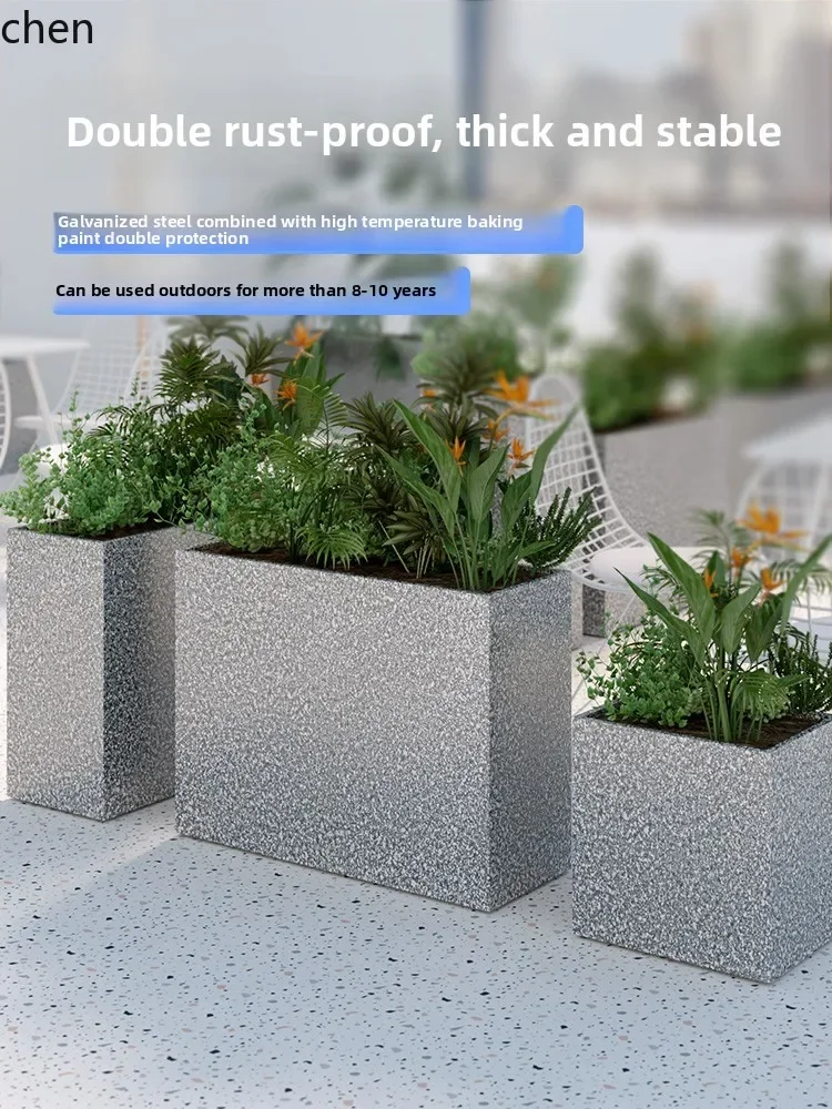 Outdoor Imitation Terrazzo Flower Box Set Courtyard Terrace Planting Box Restaurant Outdoor Partition Flower Bed