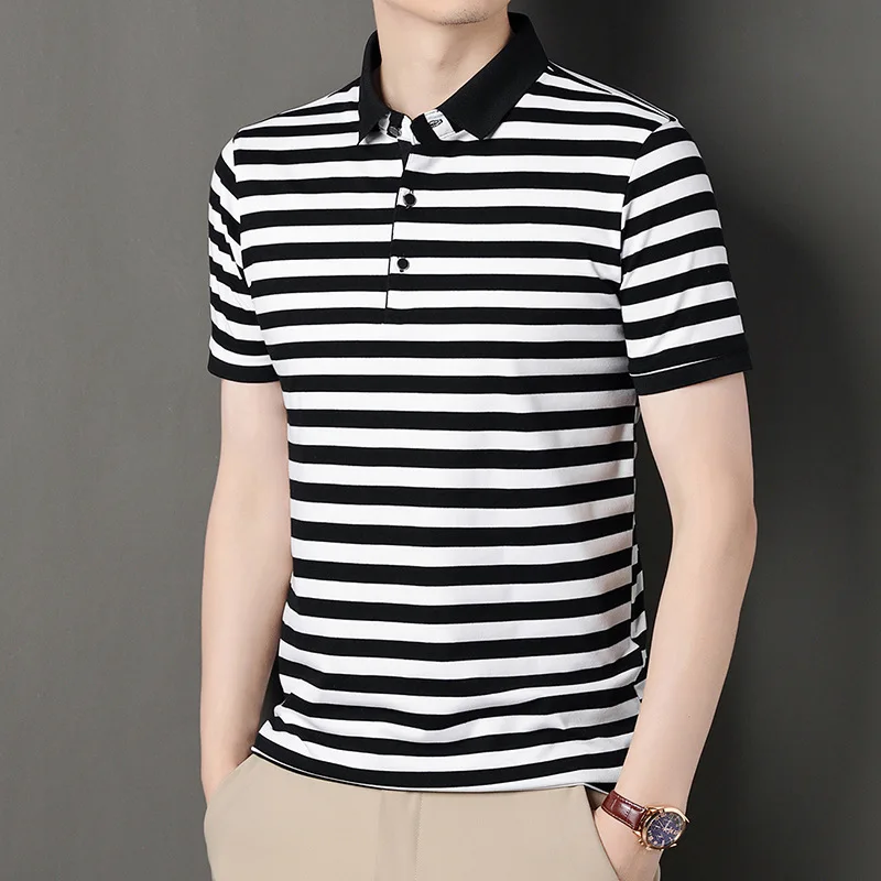 

Summer Men's Casual POIO Shirt Light Business Versatile Lapel Shirt Short Sleeve Popular Fashion Top Ice Silk T-shirt