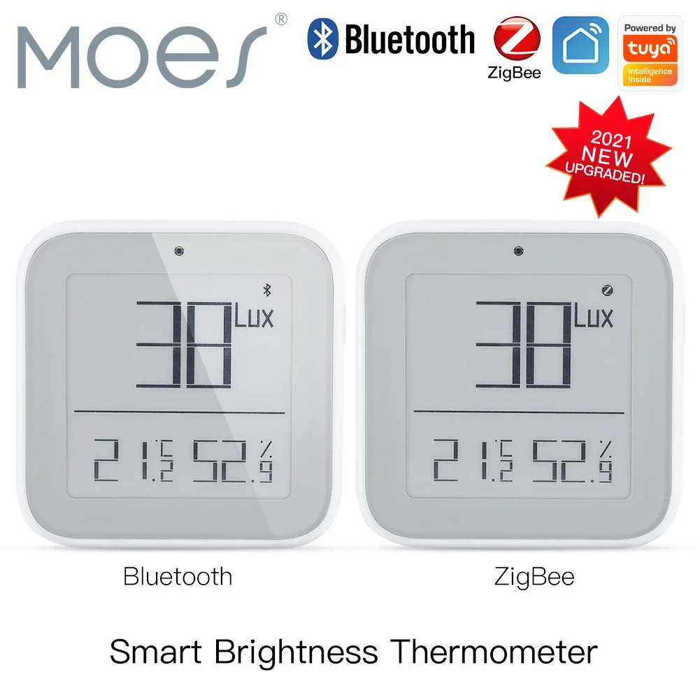 MOES ZigBee Bluetooth Inteligente Brilho Termômetro Sensor Luz Detector de Temperatura e Umidade Tuya Smart App Control