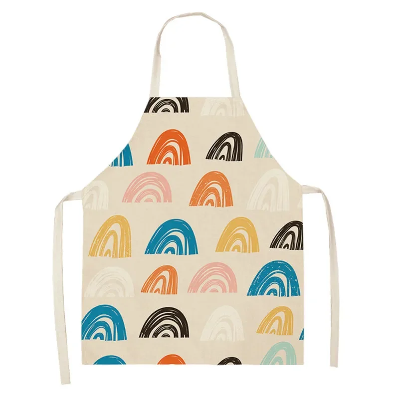 Floral Palm Plant Printed Kitchen Apron Children and Female Chefs Cooking Geometric Printed Apron Cleaning Tools Kitchen Apron