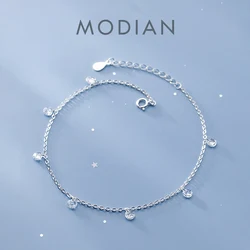 Modian Shining Zircon Anklet Authentic 925 Sterling Silver Fashion Barefoot Original Chain Bracelet For Women Fine Jewelry