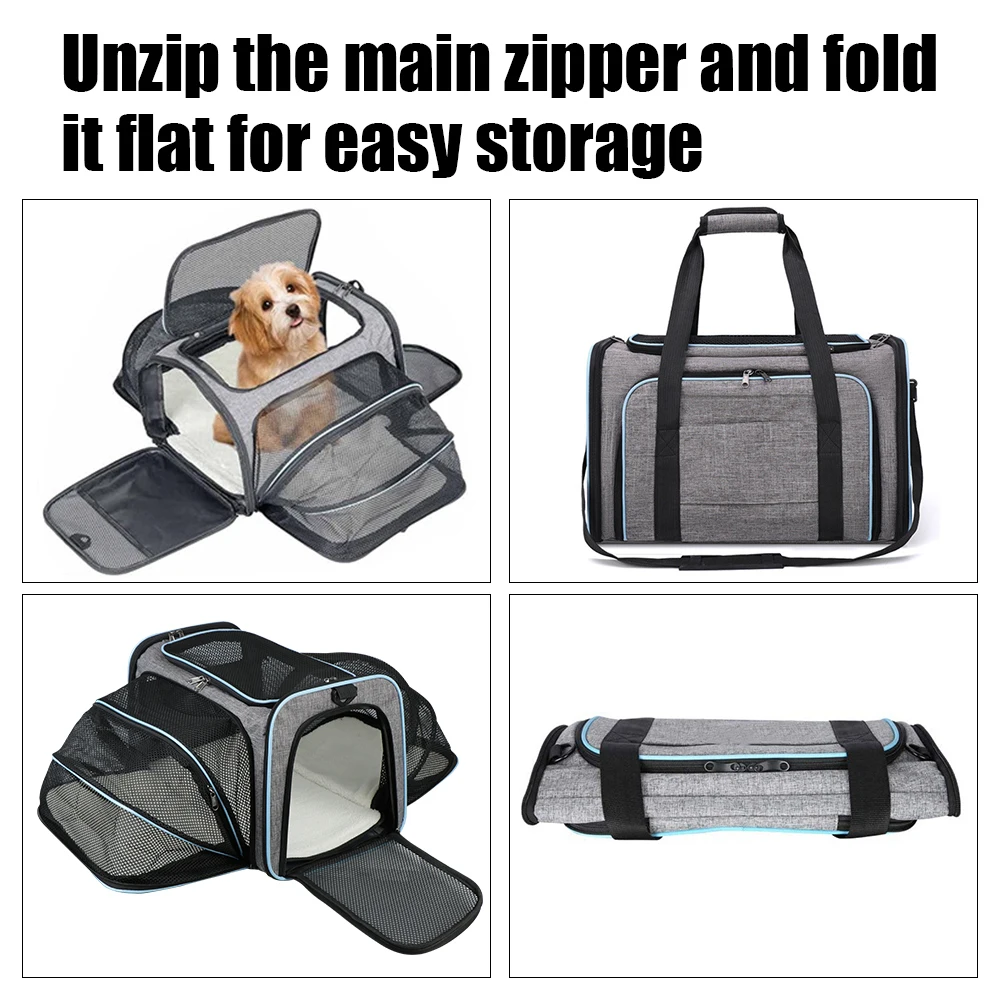 Dogs Cats Ventilate Transport Bag Cat Travel Bag Expandable Foldable Portable Pet Carrier Bag Breathable Pet Supplies