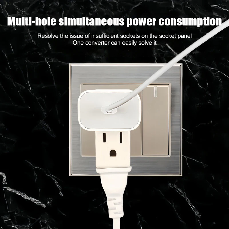 3 In 1 American Standard Power Plug Adapter NEMA 1-15P Male To Female 125 Degree Rotation US 2 Pin To 3 Pins Socket