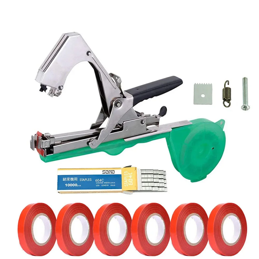 

Bind Branch Machine Garden Tool Hand Tying Binding Machine Minced Vegetable Tapener Tapes with 6 Roll Tapes and 1 Box Staples