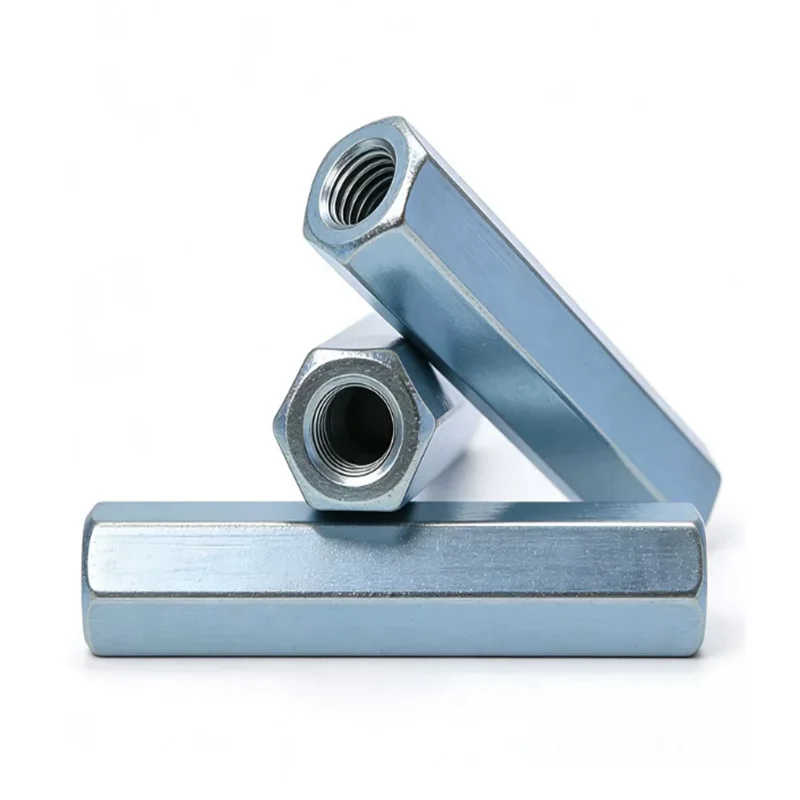 1pcs M8 M10 M12 M14 M16 M18 M20 Rod Coupling Hex Nut Steel Galvanized Long Hex Nut Connection Thread Nut