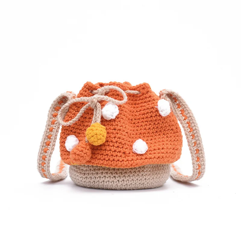 

Shoulder Bag Handmade Wool Knitting Mushroom Bag Single-Shoulder Cross-body Women's Bag Bucket Bag Birthday Valentine's Day Gift