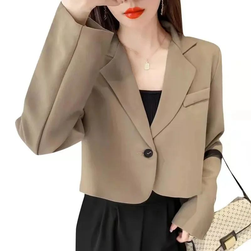 

Spring and Autumn Pure Desire Style Loose Short Open Umbilical Unique Suit Coat for Women Design Sense, Super Beautiful Suit Top