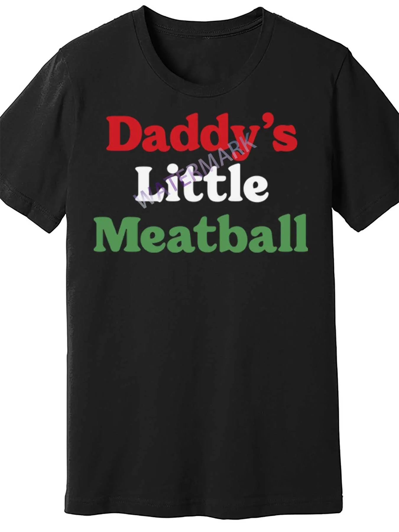 تي شيرت رجالي بأكمام قصيرة من Everyday Comfort Daddy's Little Meatball Funny Italian Meme - أسود، كاجوال من القطن المحبوك، آلة كان