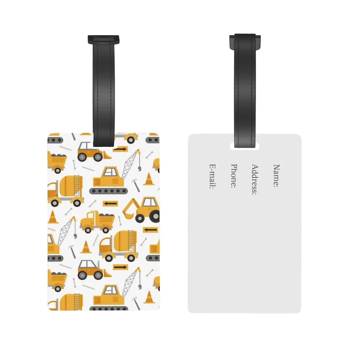 Construction Trucks Luggage Tags Suitcase Accessories Travel PVC Cute Baggage Boarding Tag Portable Label Holder ID Name Address