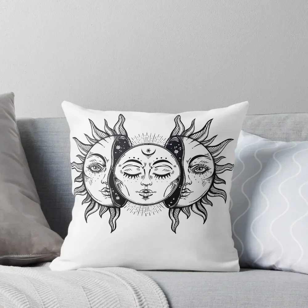 Vintage Solar Eclipse Sun and Moon Throw Pillow luxury decor Throw Pillow Covers pillow