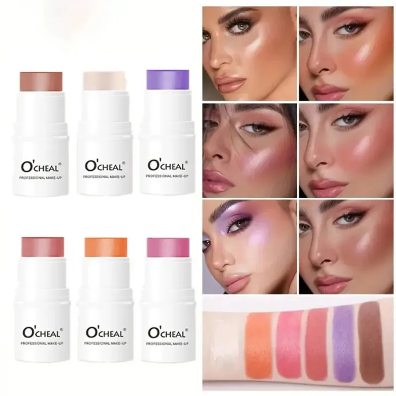 Bâton de fard à joues crème 3 en 1, longue durée, imperméable, hydratant, fard à barrage, rouge à lèvres, maquillage multifonctionnel pour le visage