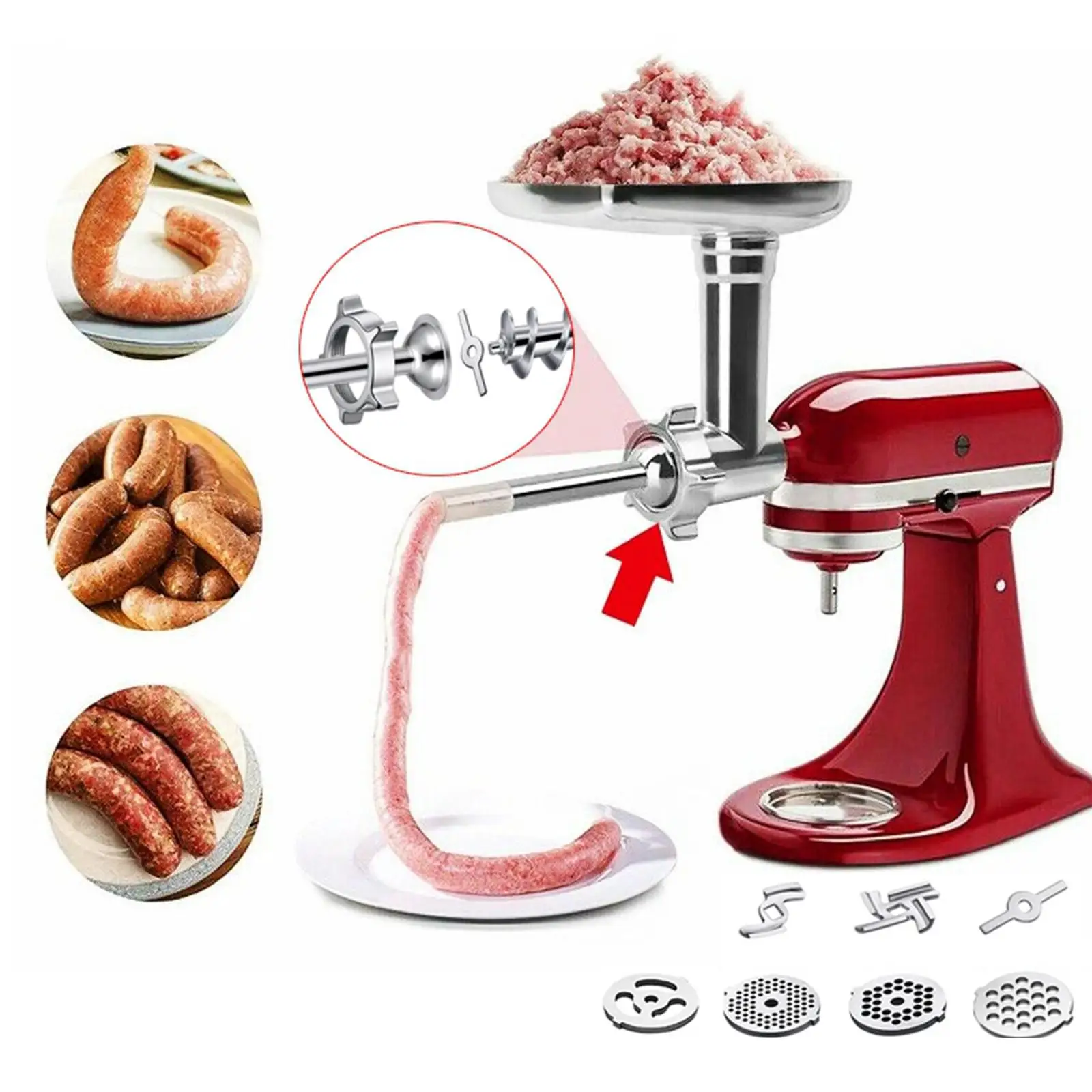 Accesorio para picadora de alimentos apto para embutidor salchichas picadora carne KitchenAid