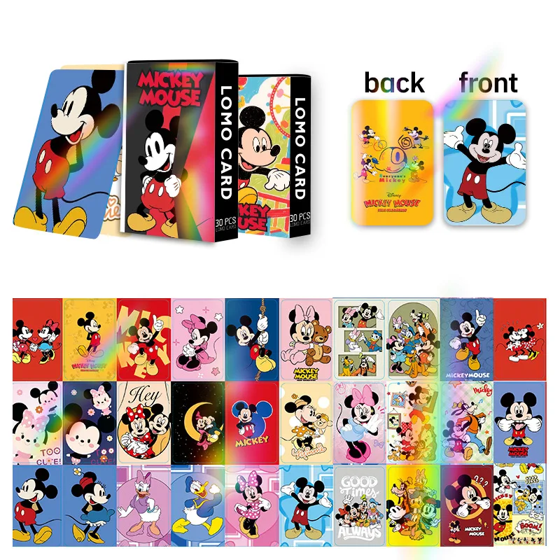 

New Mickey Mouse double-sided 30 small card anime peripheral boxed photos, greeting cards, bookmarks