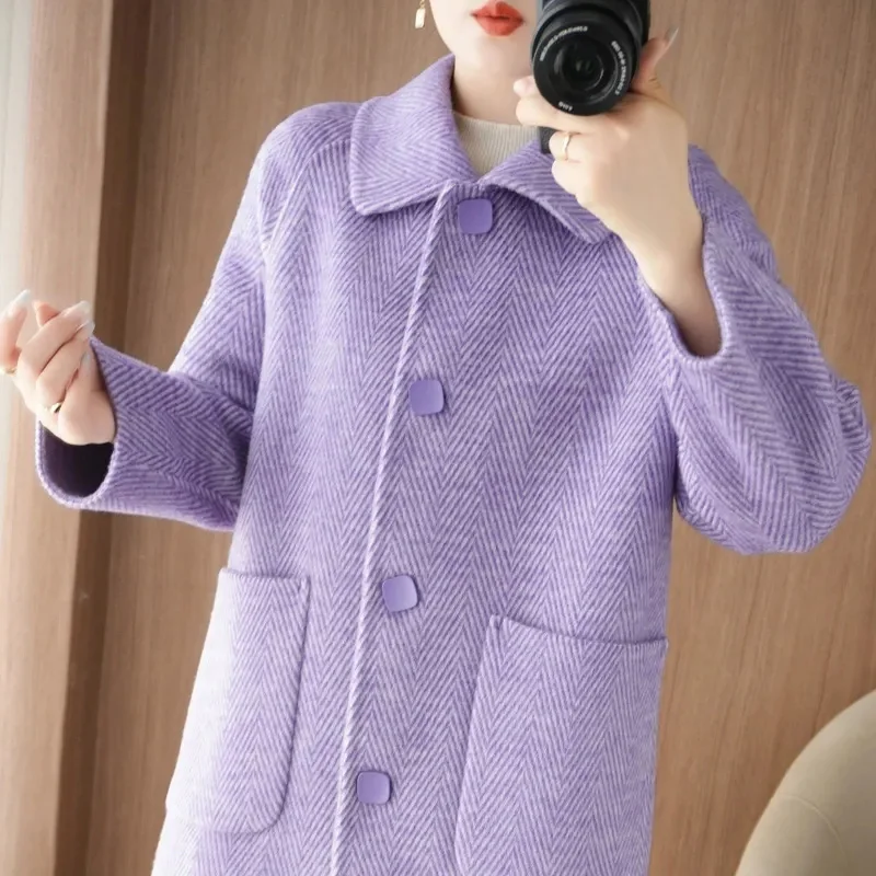 

Новая женская шерстяная куртка, осень-зима 20225, новая корейская версия, прямое женское пальто, темпераментное высококачественное женское шерстяное пальто